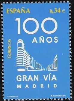 z vendido España 2010 4559 Sello ** 100 Años de Gran Via Madrid Timbre Espagne Spain Spagna